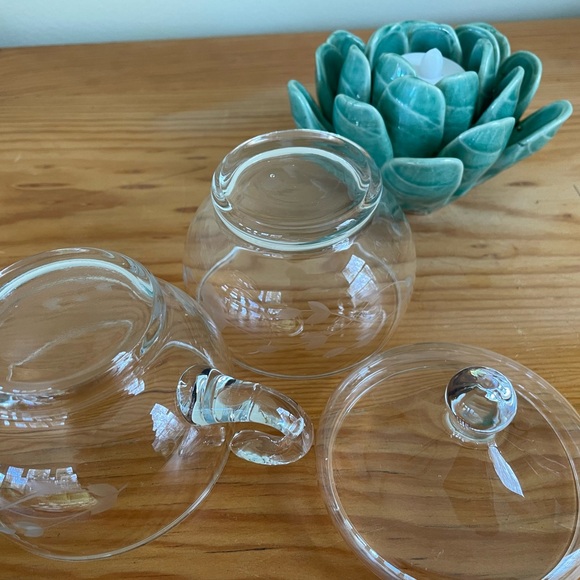 VINTAGE 3 PC PRINCESS HOUSE CRYSTAL HERITAGE CREAMER & LIDDED SUGAR BOWL - Picture 5 of 5